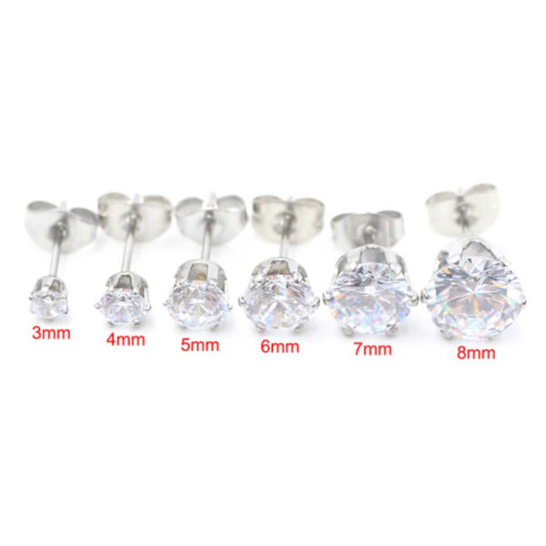 2-pack sølv krystal piercing øreringe piercing juvel - 5mm sølv