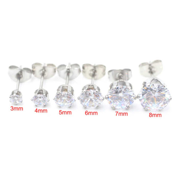 2-pack sølv krystal piercing øreringe piercing juvel - 8mm sølv