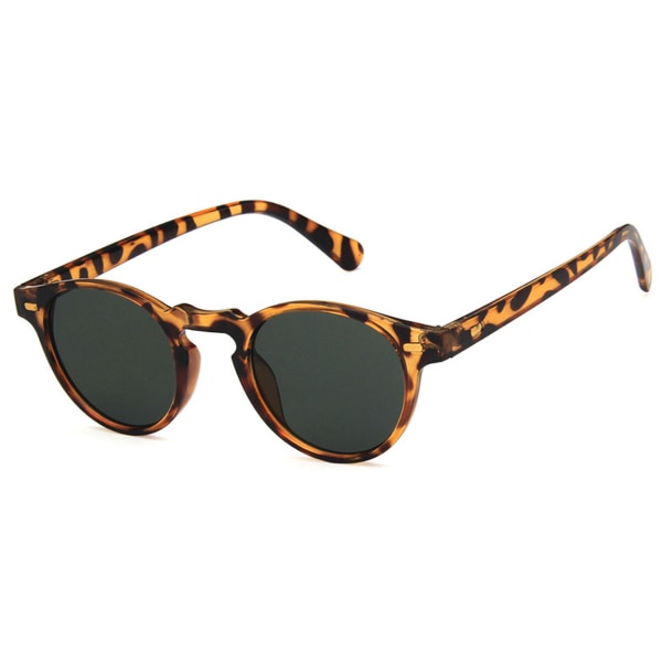 Leopard Runda Solglasögon Mörkt Glas brun