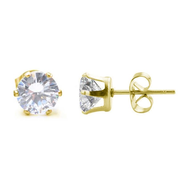 2-pakke guld krystal piercing øreringe piercing juvel - 7mm guld