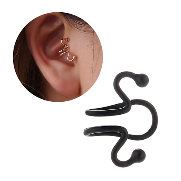 Fake Helix Tragus Piercing Öron Örhänge Ear Cuff utan Hål Svart svart