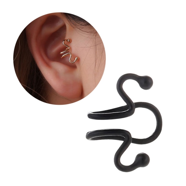 Falsk helix tragus piercing øre øreringe øre manchet uden huller sort sort