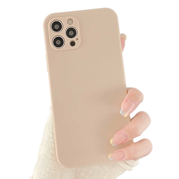 iPhone 12 ohut beige mobiili kuori linssipeitteellä 1 mm TPU beige