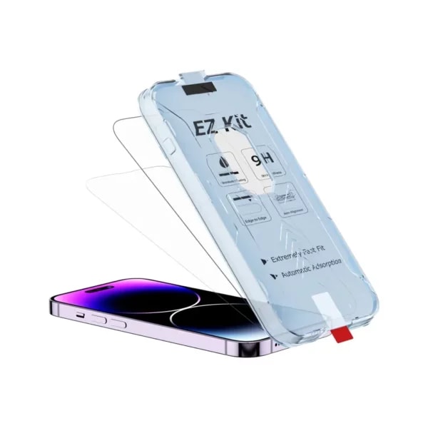 EZ Install iPhone 14 Pro Screen Protector HD Hærmet glas gennemsigtig