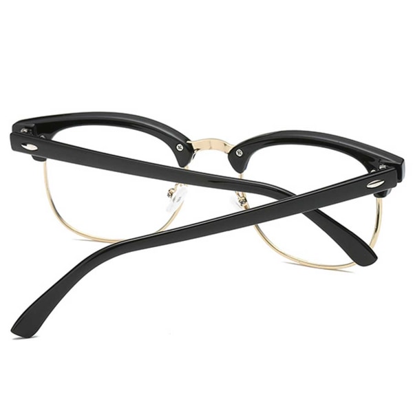 Svarta Clubmaster Läsglasögon med Guld Styrka - 1.0 svart