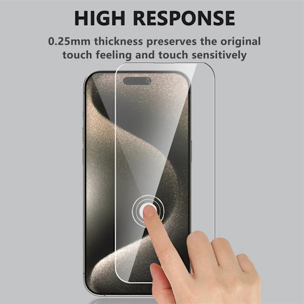 2-pack iPhone 15 Pro Screen Protector HD herdet glass gjennomsiktig