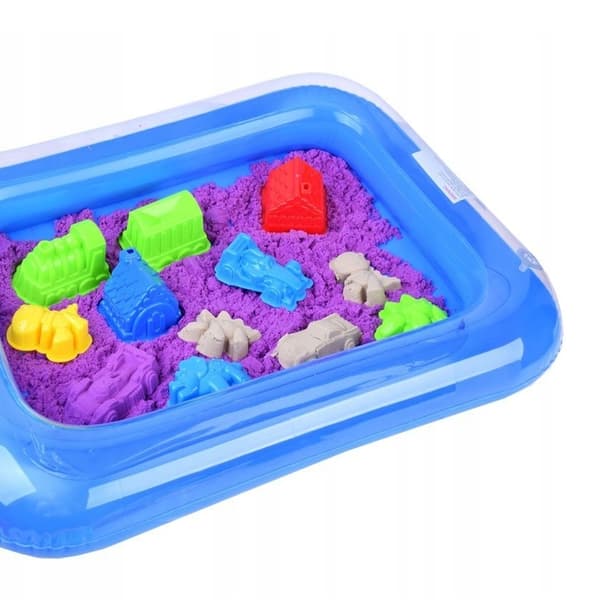 Kinetisk sand 2 kg sæt – 12 forme, sandkasse og tilbehør
