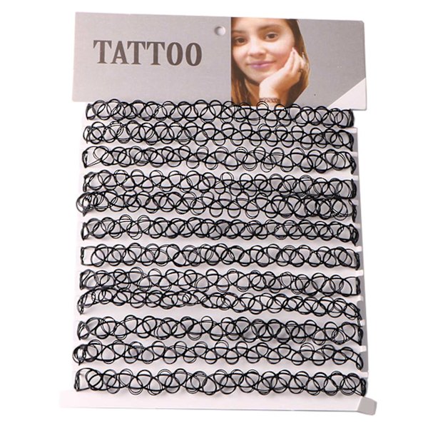 12-pack Svarta Choker Halsband Stretch Spets Lace svart