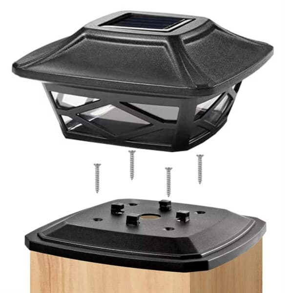 4-Pak Solar Lampe til Væg og Søjle - LED Havelampe Sort sort