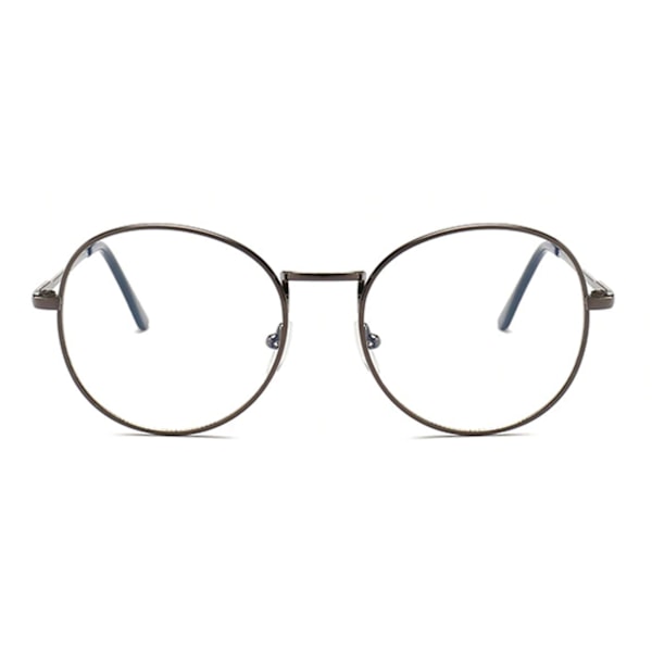 Retro Runda Ovala Glasögon Grå Klart Glas utan Styrka grå