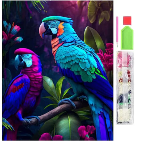 Diamantmålning 5D 30x40 cm – Papegojor – Komplett Diamond Painting Kit