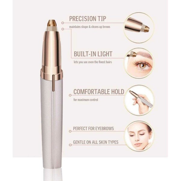 Eyebrow Trimmer oppladbar hårfjerningsepilator hvit