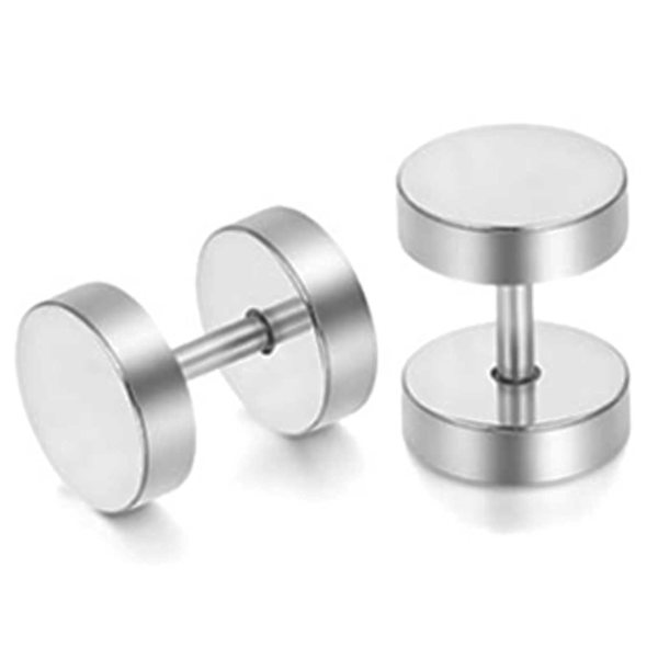 2-pack falsk stik falsk forlængelse Øreringe piercing smykker sølv - 8mm sølv