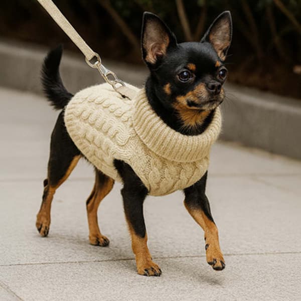 Strikket genser for hund og katt S beige