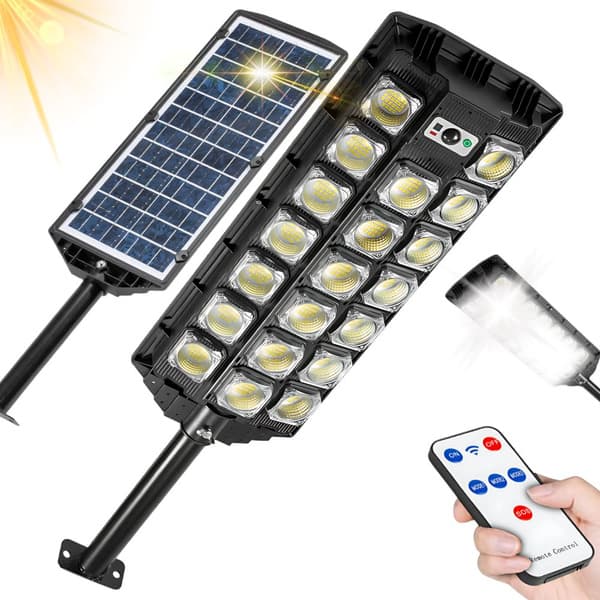 Stor LED Solcellelampe Utendørs med Bevegelsessensor og Fjernkontroll IP65