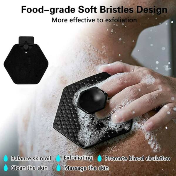 Exfolierande Body Scrubber Duschborste i Silikon svart