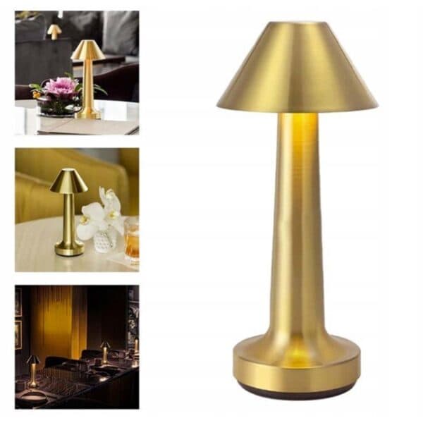 Retro oppladbar metall bordlampe Dimmer Sølv