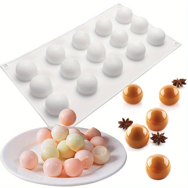 Silikonform Boller 3,1 cm – 15 Sfærer for Baking, Sjokolade, Mousse og Gelé