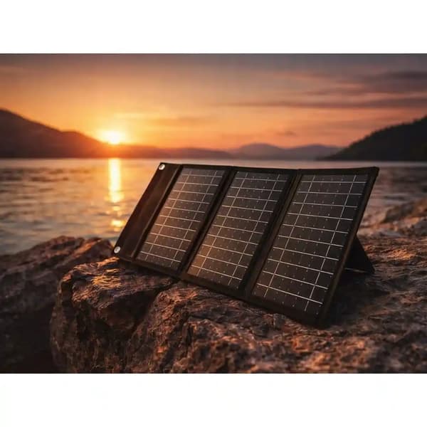 Portabel solcellepanel 20 W – sammenleggbar solcellelader med USB-A og USB-C for camping og reise