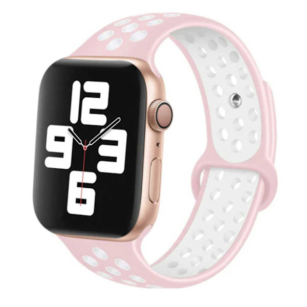 Apple Watch 38/40/41 Armband Silikon Sportarmband Rosa Vit rosa