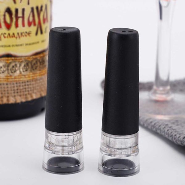 2-Pack Universal Vakuumkork till Vin - Flaskkork med Pump svart