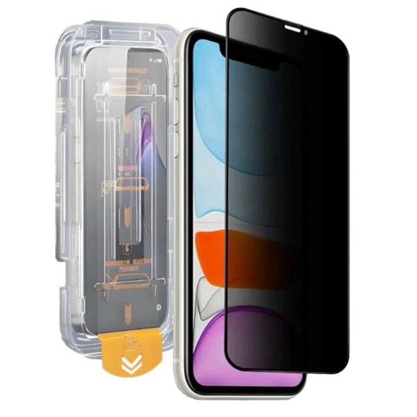 Enkel installering av iPhone XR Privacy Screen Protector HD herdet glass gjennomsiktig