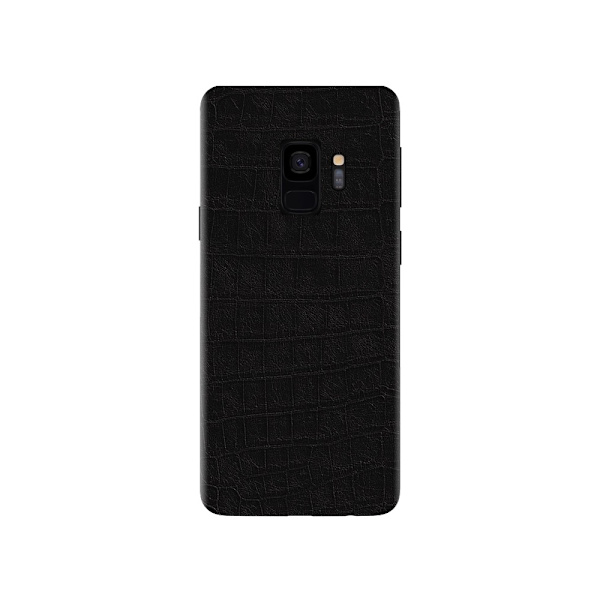 Galaxy S9 Crocodile Skin Beskyttende Plast Skin Wrap Tilbage sort