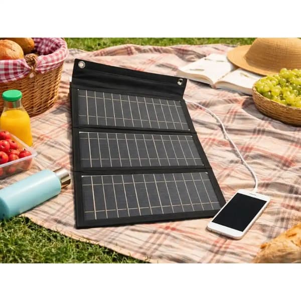 Portabel solcellepanel 20 W – sammenleggbar solcellelader med USB-A og USB-C for camping og reise