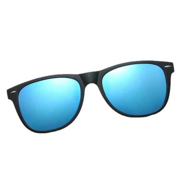 Klip -på Wayfarer solbriller blå - fastgjort til eksisterende briller! sort