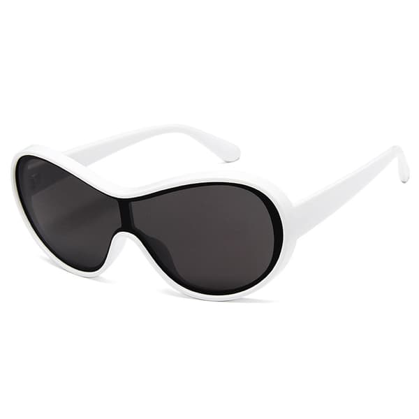 Store futuristiske solbriller White Frame Black Glass + Senile String hvit
