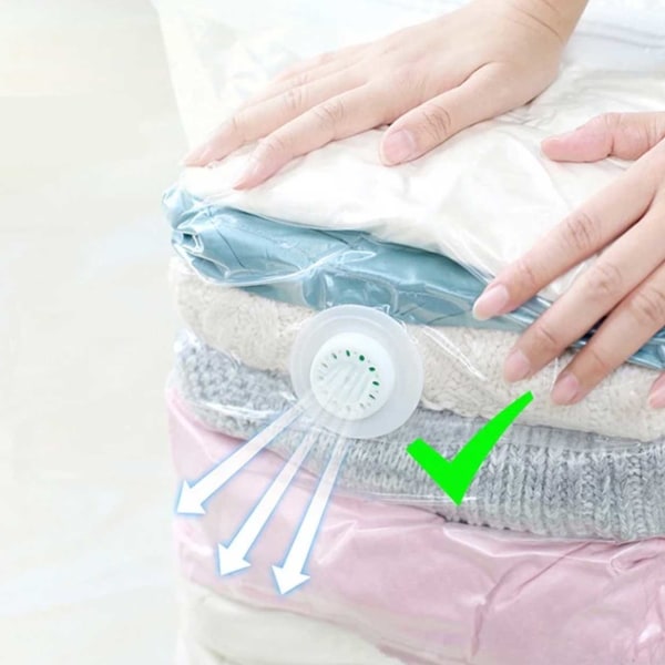Vaatteiden, tyynyjen, peittojen tyhjiöpussit - pumppua ei vaadita! läpinäkyvä