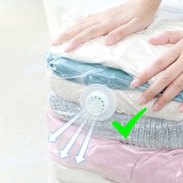 Vakuumpåse för Kläder, Kuddar, Täcken - Ingen Pump Krävs! transparent