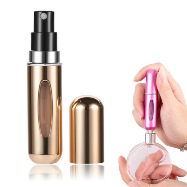 Mini Refill Parfymflaska - Påfyllningsbar Resebehållare 5ml Guld guld