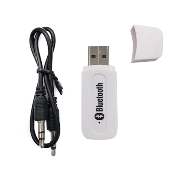 Aux Bluetooth Audio Reciever Stereo Adapter for Wireless Music hvit