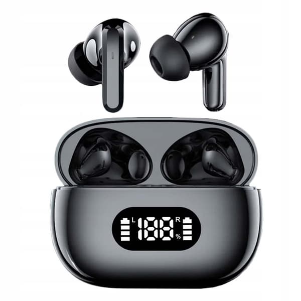 Trådløse Bluetooth In-Ear Høretelefoner med LED-Opladningsetui og Mikrofon Sort sort