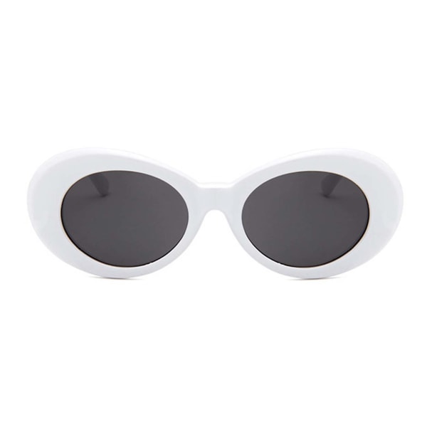 Hvid stor rund retro solbriller sort glas hvid