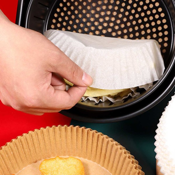 Air Fryer Papper 100-pack - 16cm Engångspapper för Luftfritös Brun brun