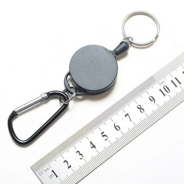 2 -pakke - Key Ring Udvidelig / nøgleholder med streng sort sort