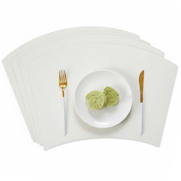 4-pack Bordstablett i Konstläder 43x30cm Båge Vit vit