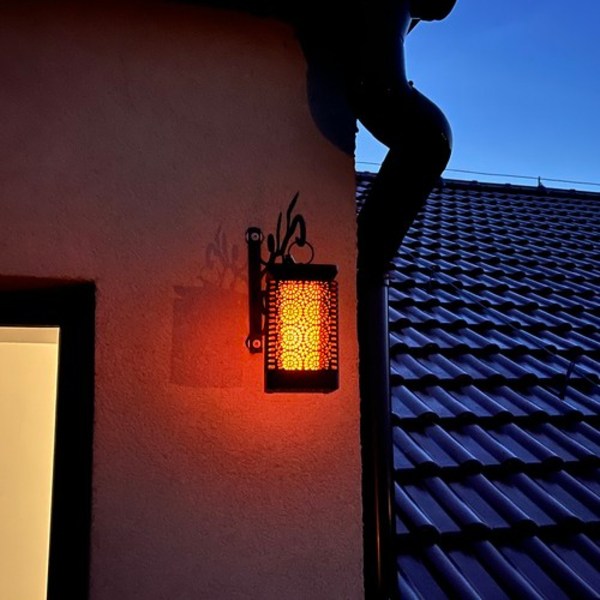 Solar lanterne med flammeeffekt Sort