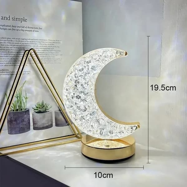 Genopladelig bordlampe Crystal Moon LED RGB guld