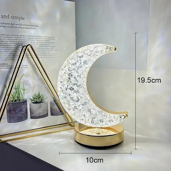 Ladattava pöytälamppu Crystal Moon LED RGB kulta
