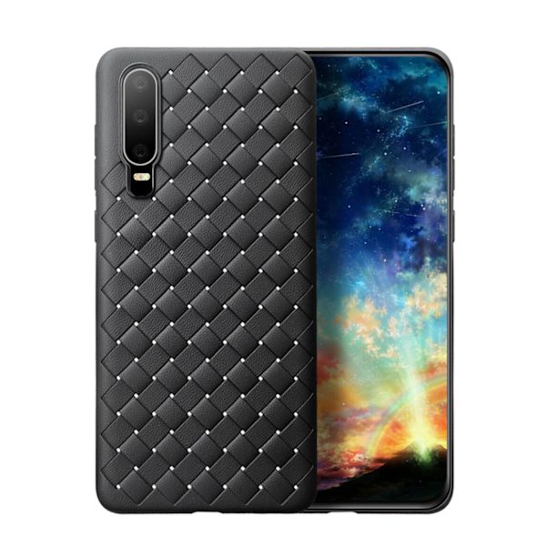 Huawei P30 Mobil Shell Flettet sort læder læder sort