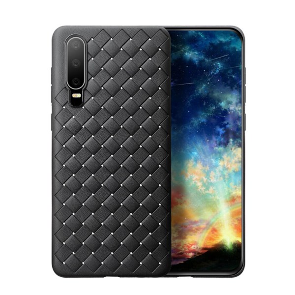 Huawei P30 Mobilskal Flätat Svart Läder Skinn svart