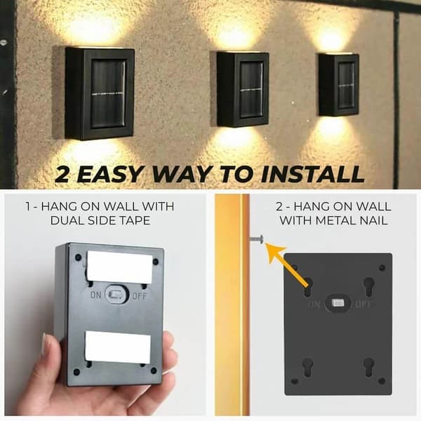 2-Pack Solcellelampe for Fasadevegg Utendørs - Fasadebelysning Solcelle Sort (kopi) svart