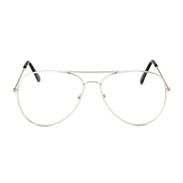 Retro Pilot Aviator Briller Sølv Klart Glas uden styrke sølv