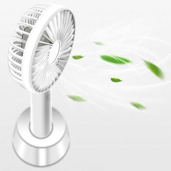 Mini bærbar ventilator med bordstativ USB genopladelig hvid hvid