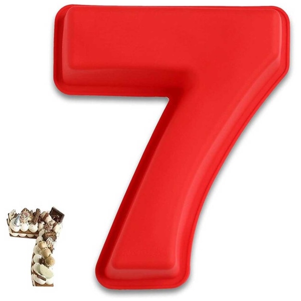 Stor Bakform Silikon Tårtform Siffra Nummer 7 röd