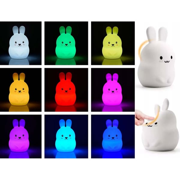 RGB LED Nattlampe Barn Kanin Squishy med Fjernkontroll og Timer