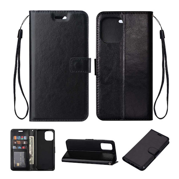 iPhone 12/12 Pro Wallet Case Black Læder Læder Taske sort